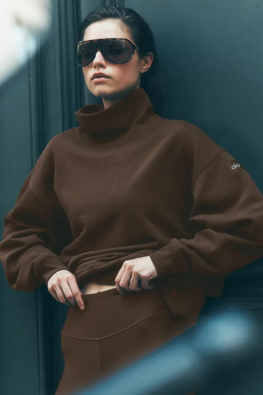 Hazy Mock Neck Pullover - Espresso made by Alo Yoga