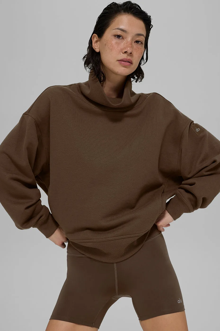 Hazy Mock Neck Pullover - Espresso sold by Alo Yoga product image thumbnail 3