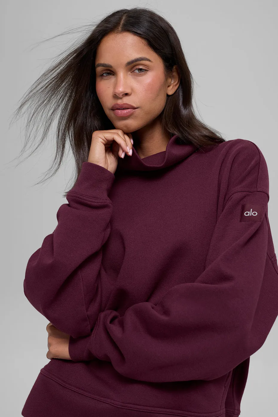 Hazy Mock Neck Pullover - Burgundy sold by Alo Yoga product image thumbnail 5