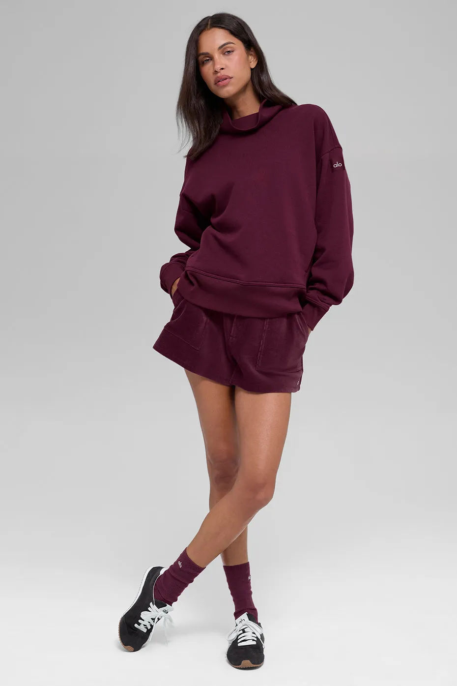 Hazy Mock Neck Pullover - Burgundy sold by Alo Yoga product image thumbnail 4