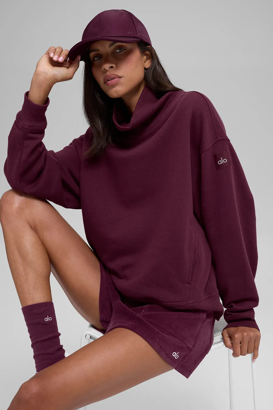 Hazy Mock Neck Pullover - Burgundy sold by Alo Yoga product image thumbnail 3