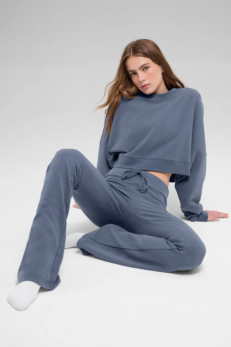 Cropped Sway Crew Neck Pullover - Bluestone sold by Alo Yoga product image thumbnail 4