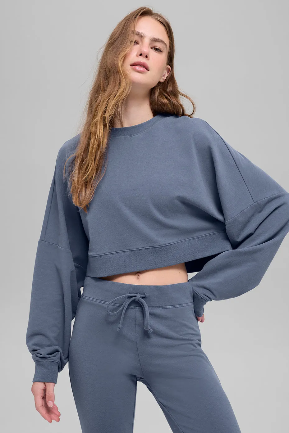 Cropped Sway Crew Neck Pullover - Bluestone sold by Alo Yoga product image thumbnail 3