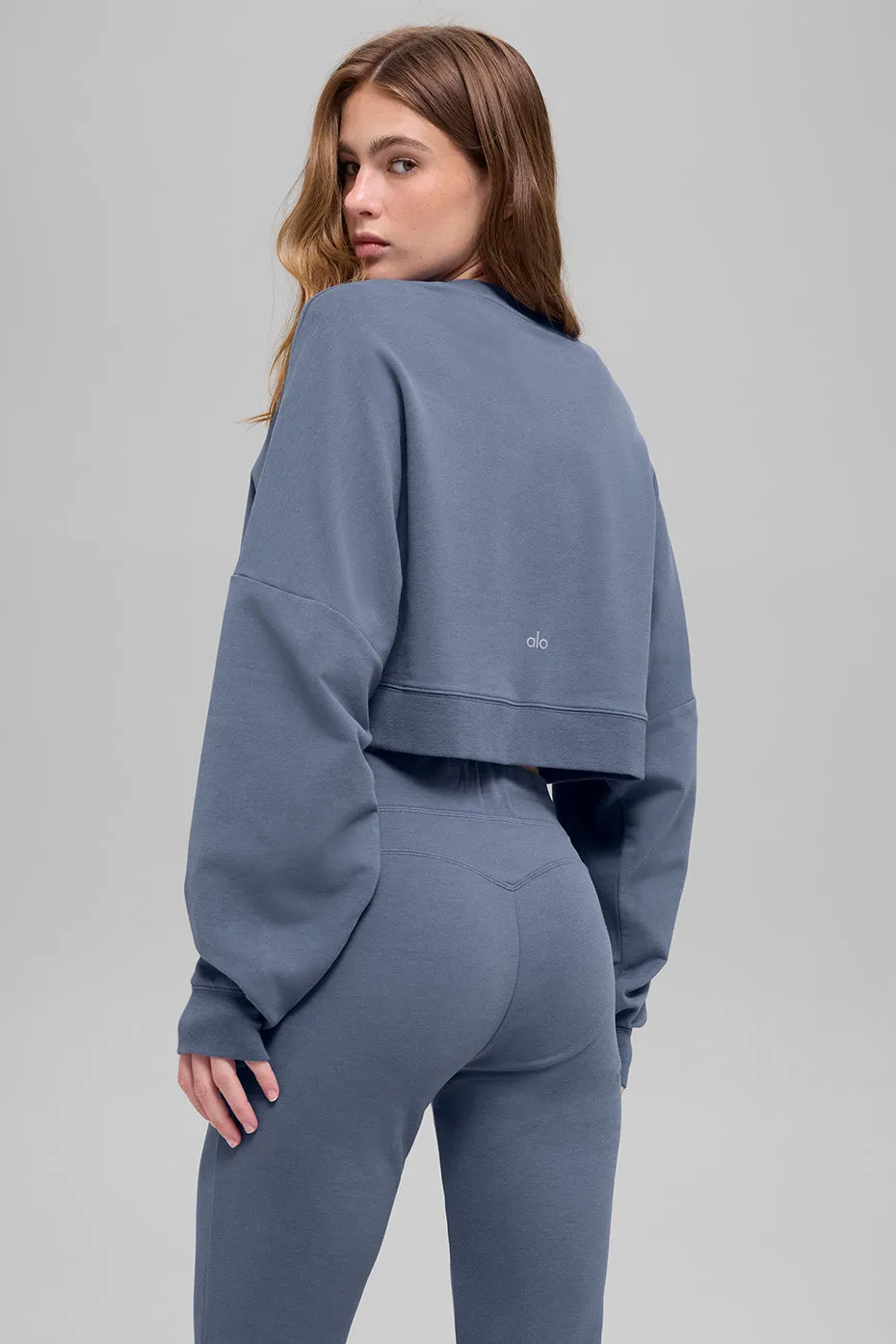 Cropped Sway Crew Neck Pullover - Bluestone sold by Alo Yoga product image thumbnail 2