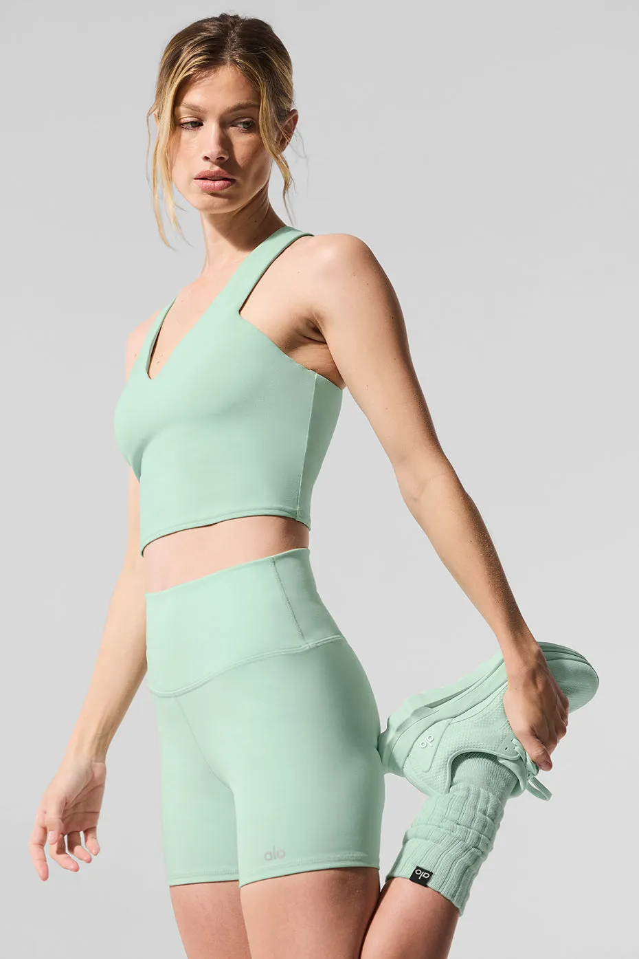 5" Airbrush High-Waist Biker Short - Spearmint sold by Alo Yoga