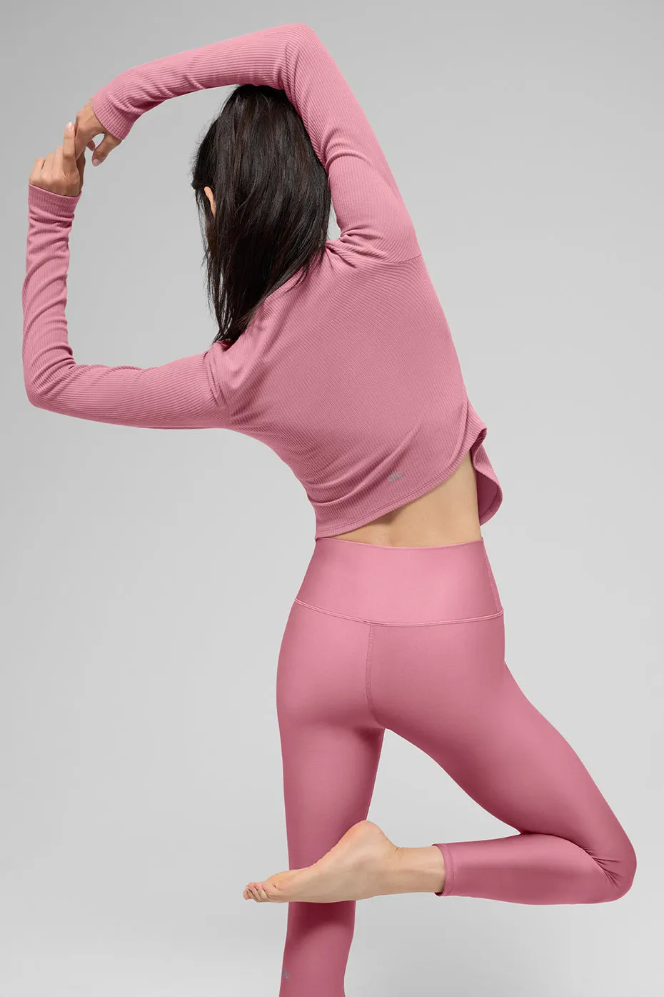 Ribbed Stardust Long Sleeve - Pink Wild Rose sold by Alo Yoga product image thumbnail 3