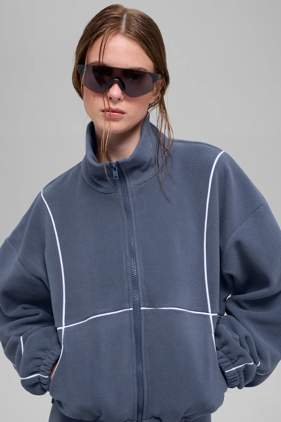 Polar Fleece Game Time Full Zip Jacket - Bluestone/White sold by Alo Yoga product image thumbnail 3