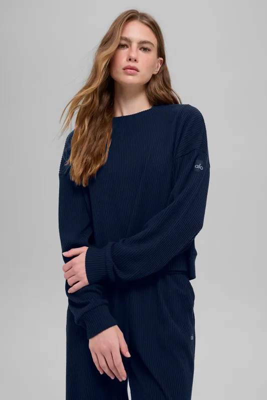 Muse Crew Neck Pullover - Navy made by Alo Yoga