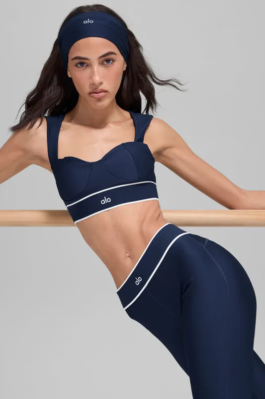 Airlift Alignment Bra - Navy/White made by Alo Yoga