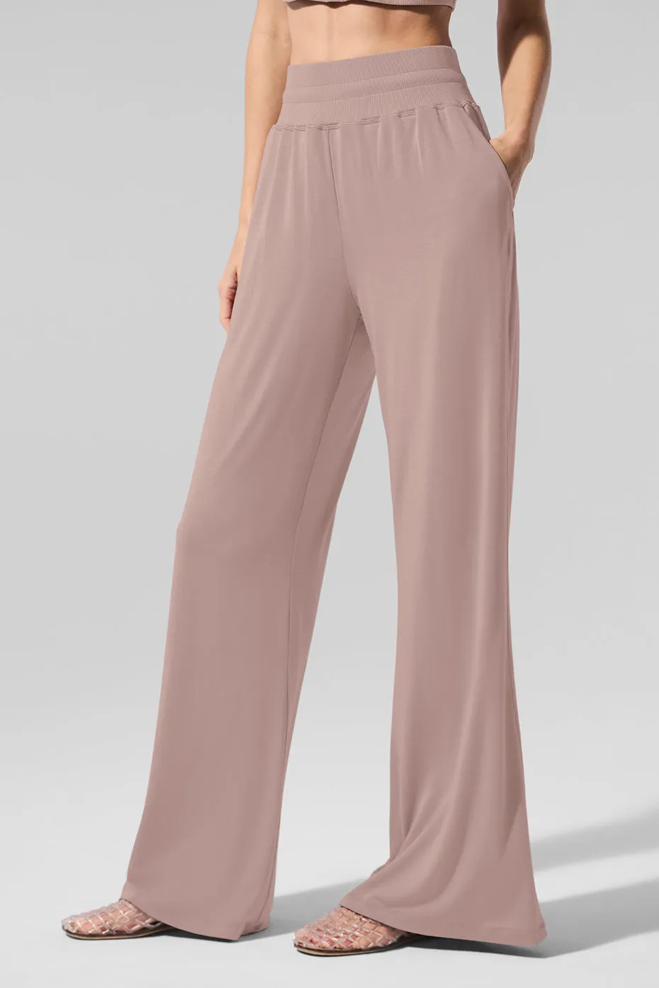 Semi-Sheer Delicate Lounge Flare Pant - Taupe sold by Alo Yoga product image thumbnail 2