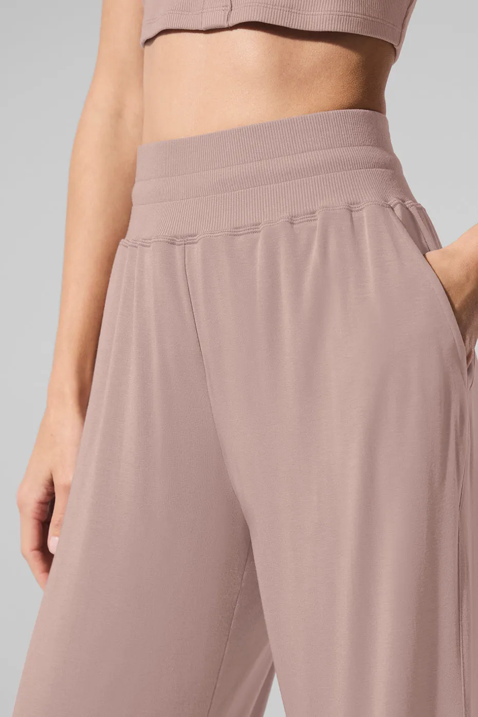 Semi-Sheer Delicate Lounge Flare Pant - Taupe sold by Alo Yoga product image thumbnail 5