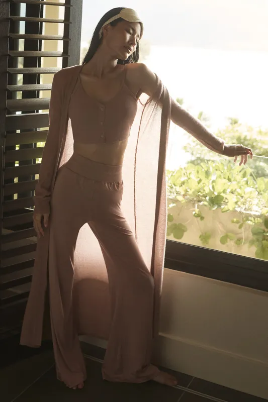 Semi-Sheer Delicate Lounge Flare Pant - Taupe made by Alo Yoga