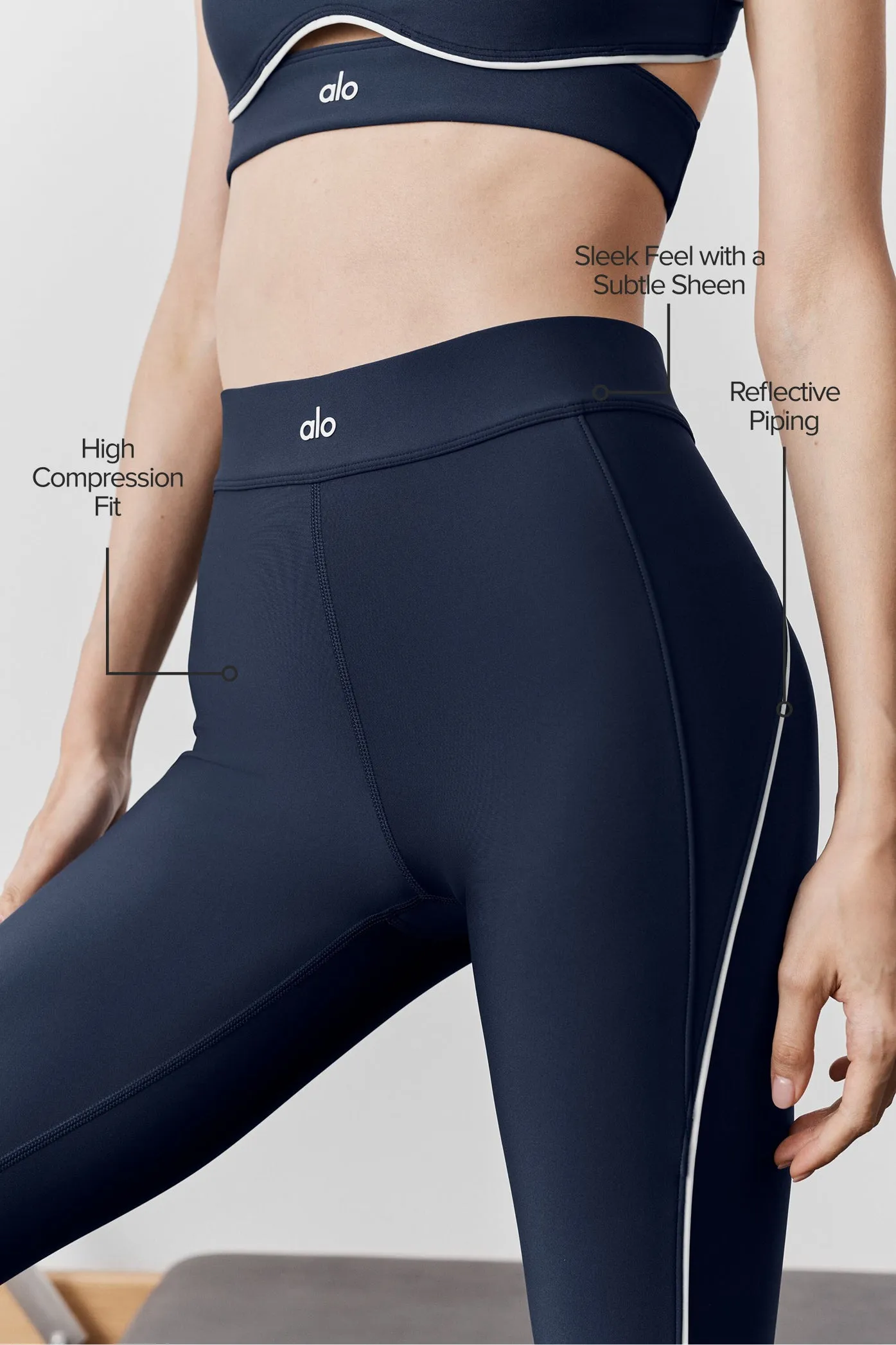 Airlift High-Waist 7/8 Speedwork Legging - Navy sold by Alo Yoga product image thumbnail 2