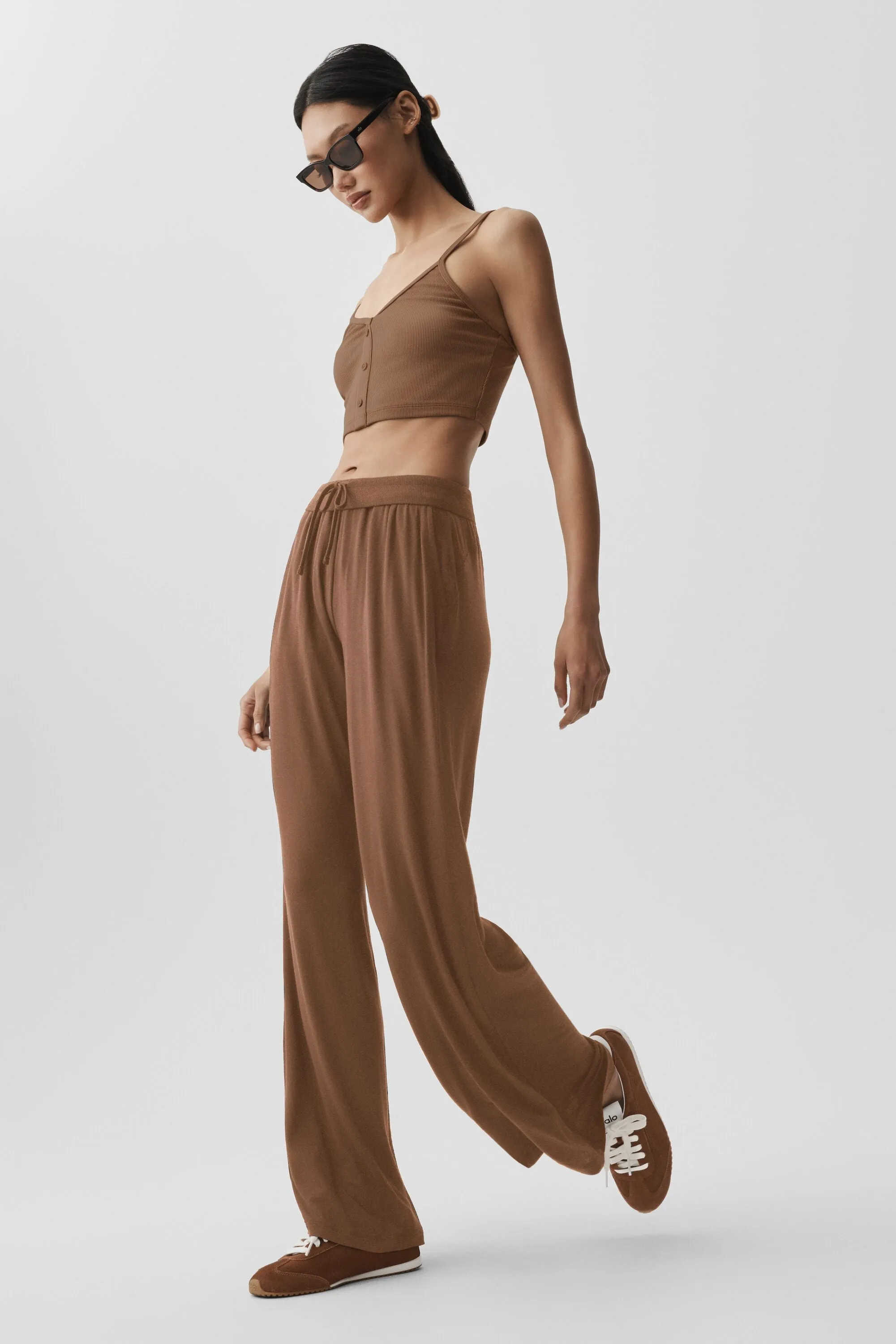 Semi-Sheer Delicate Lounge Flare Pant - Sun Kissed Brown sold by Alo Yoga product image thumbnail 4