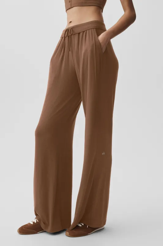 Semi-Sheer Delicate Lounge Flare Pant - Sun Kissed Brown made by Alo Yoga