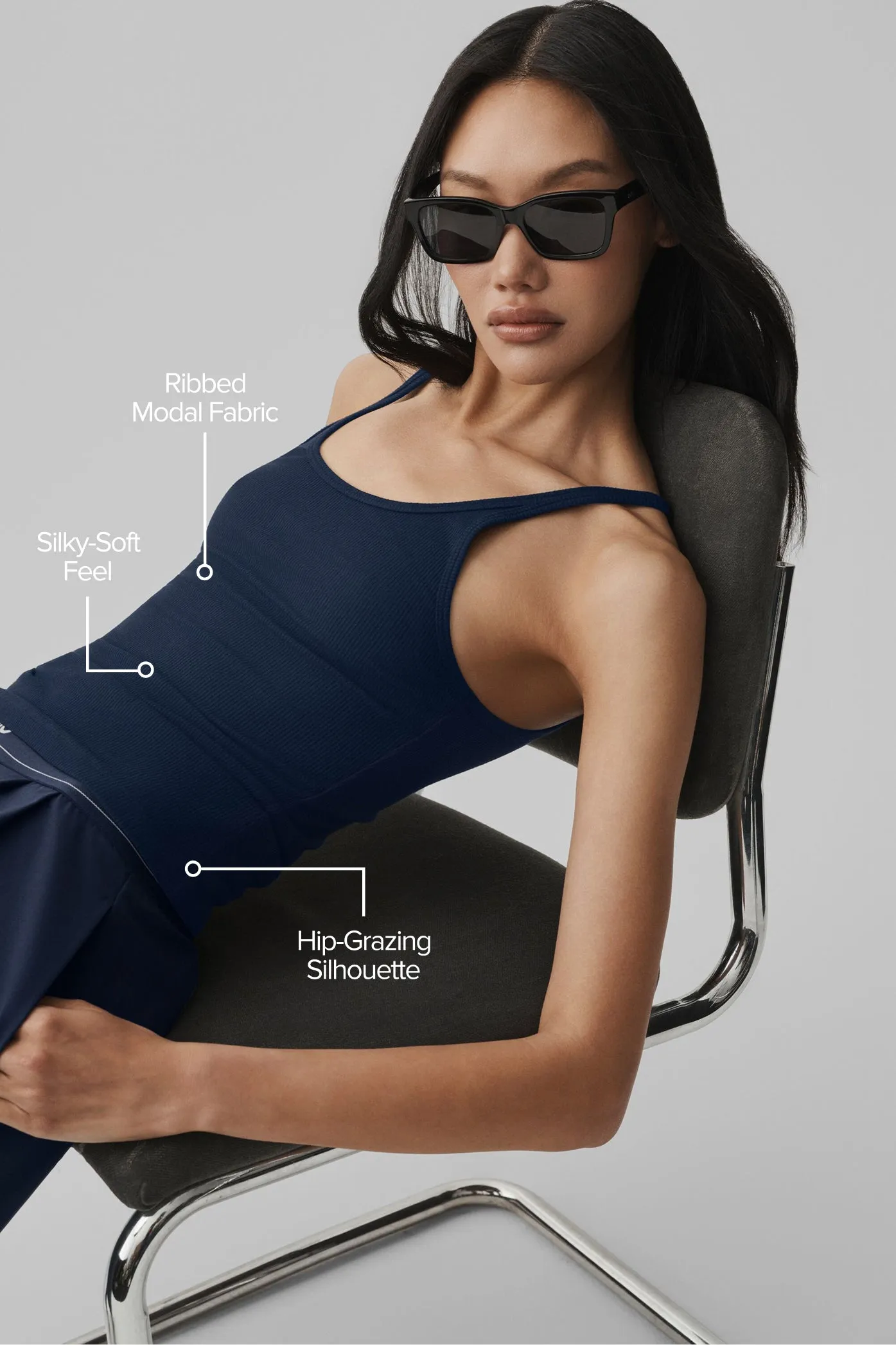 Ribbed Adore Tank - Navy sold by Alo Yoga product image thumbnail 2