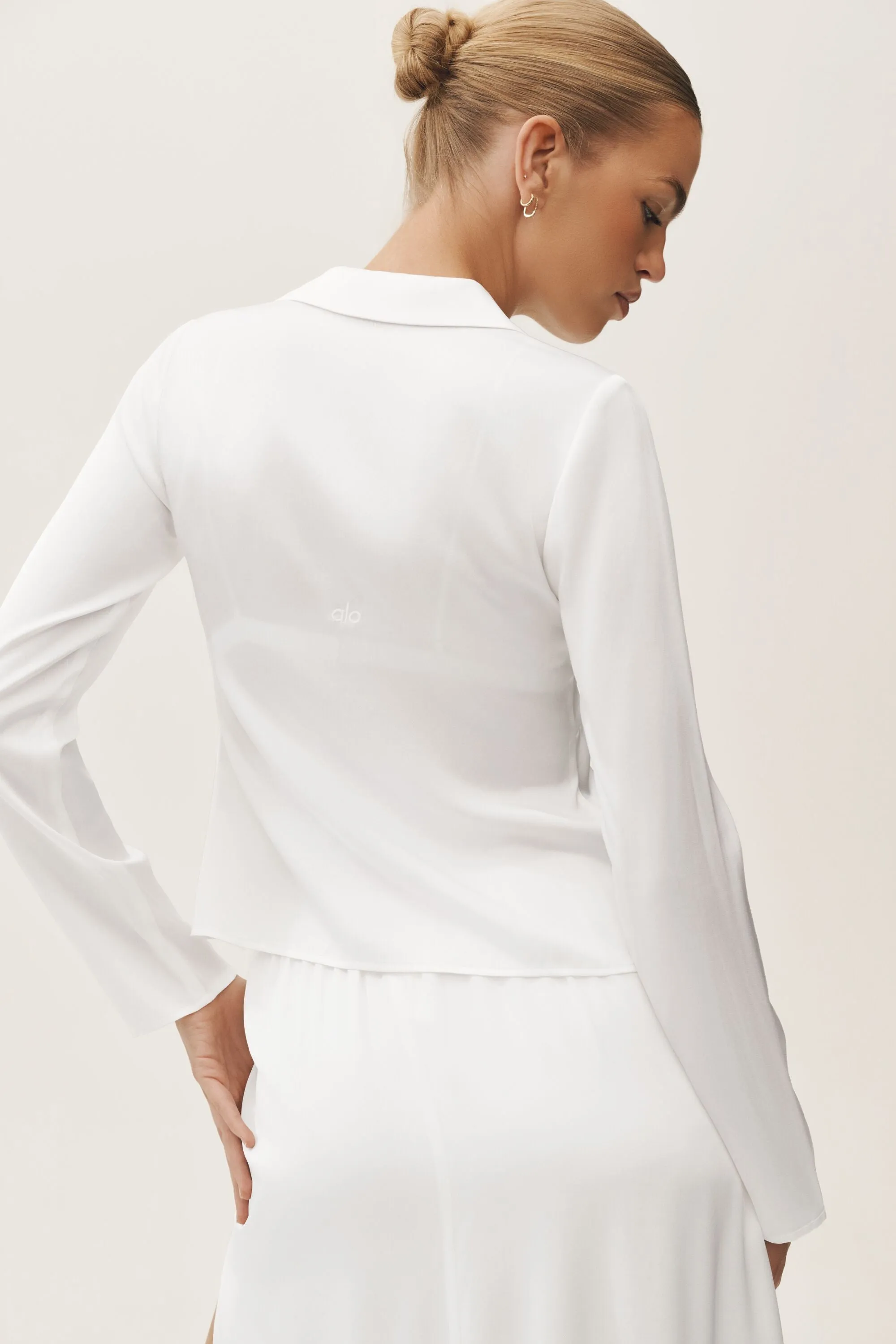 Silk Blend Radiance Long Sleeve Top - White sold by Alo Yoga product image thumbnail 2