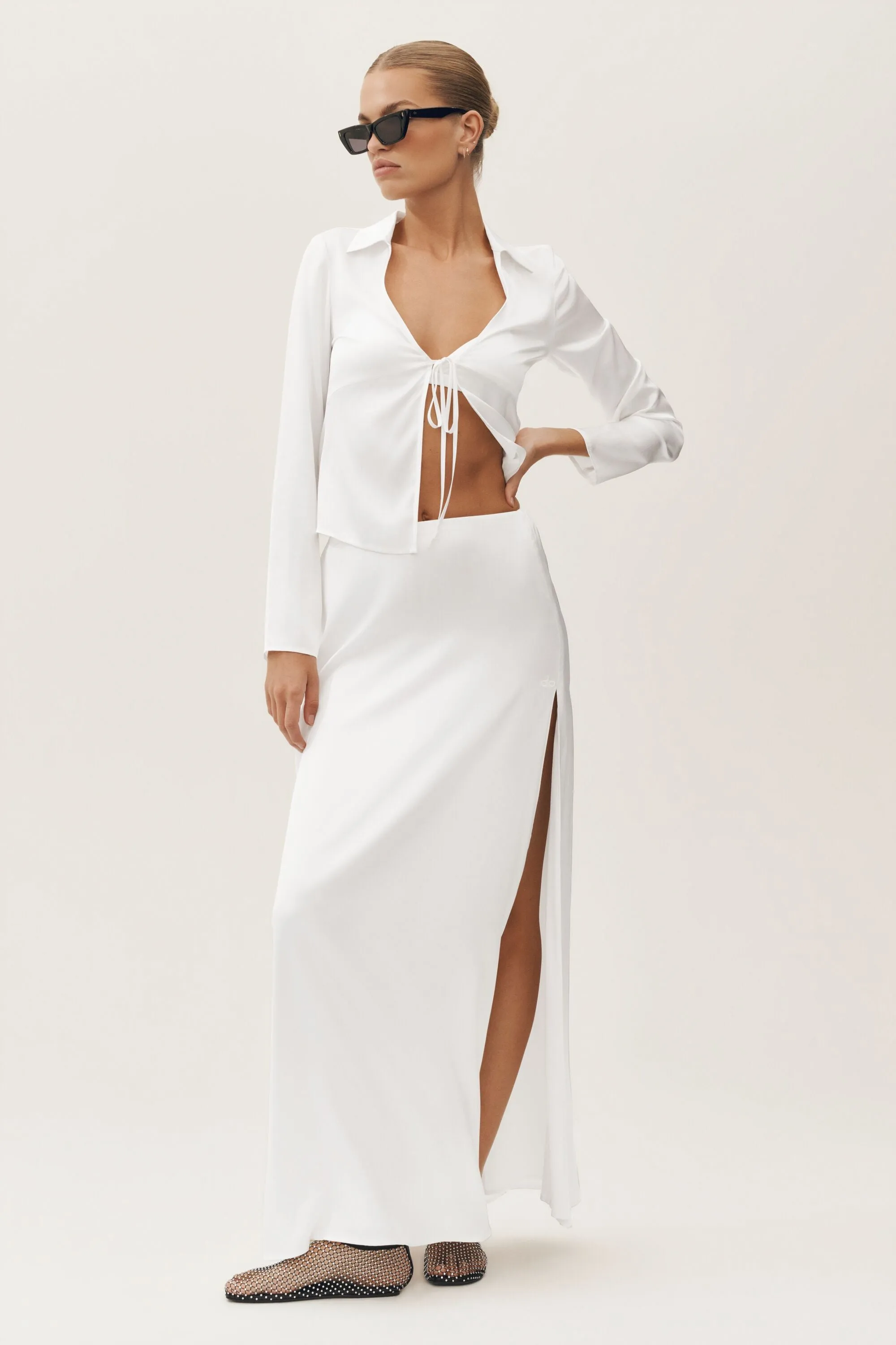 Silk Blend Radiance Long Sleeve Top - White sold by Alo Yoga product image thumbnail 4