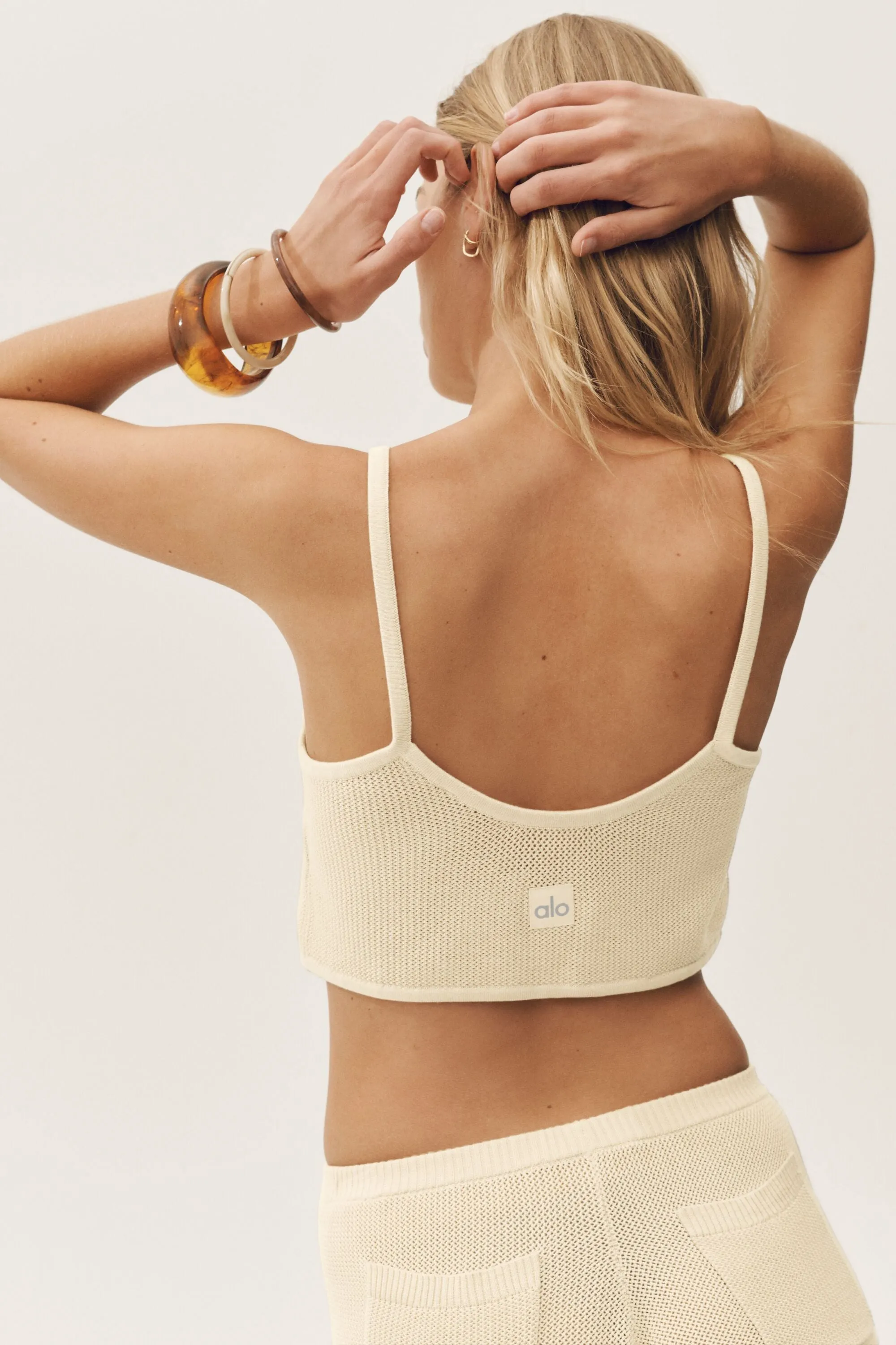 Silk Cashmere Cropped Heat Wave Tank - Sandy Beige sold by Alo Yoga product image thumbnail 2