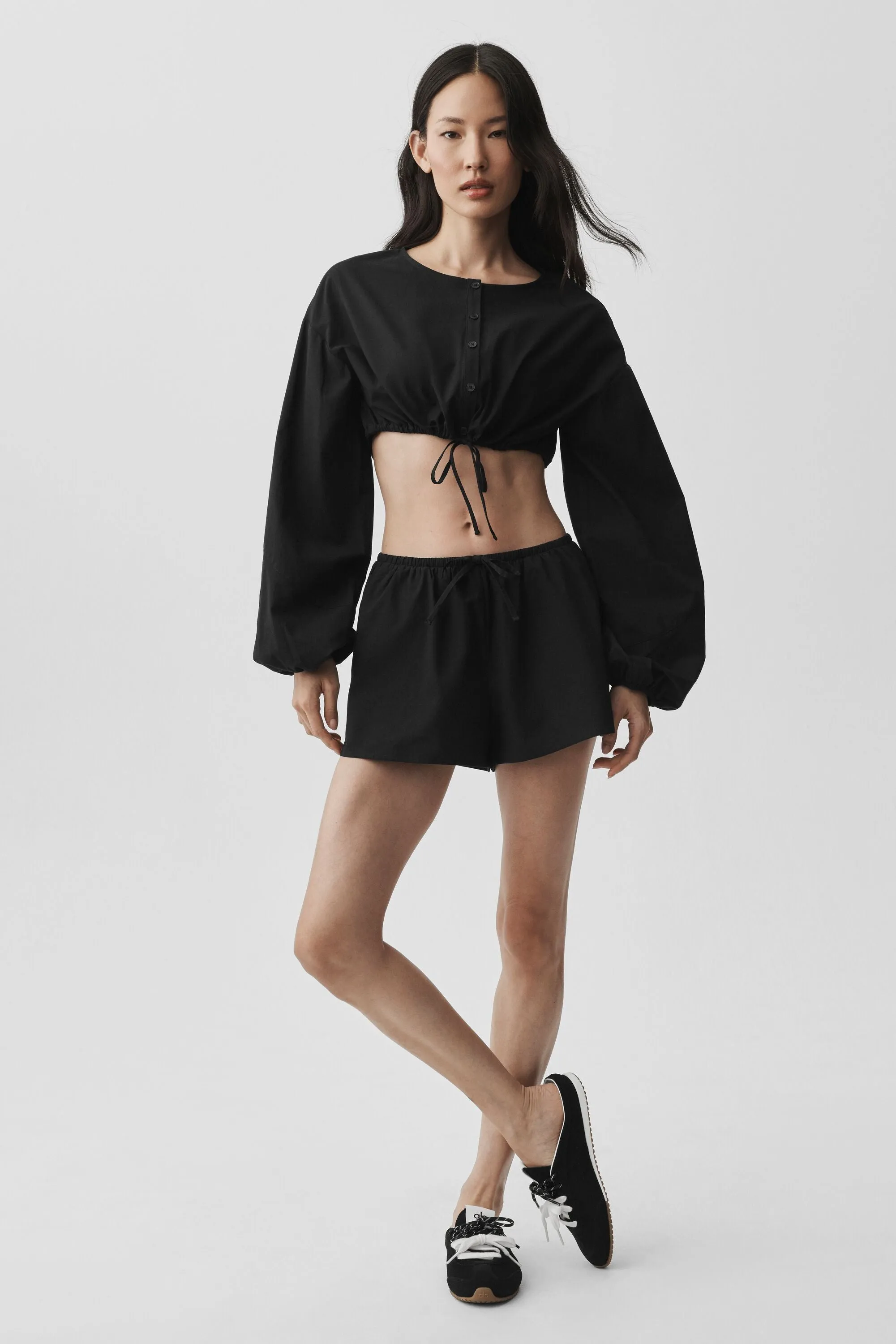Cotton Cropped Real Deal Long Sleeve - Black sold by Alo Yoga product image thumbnail 4