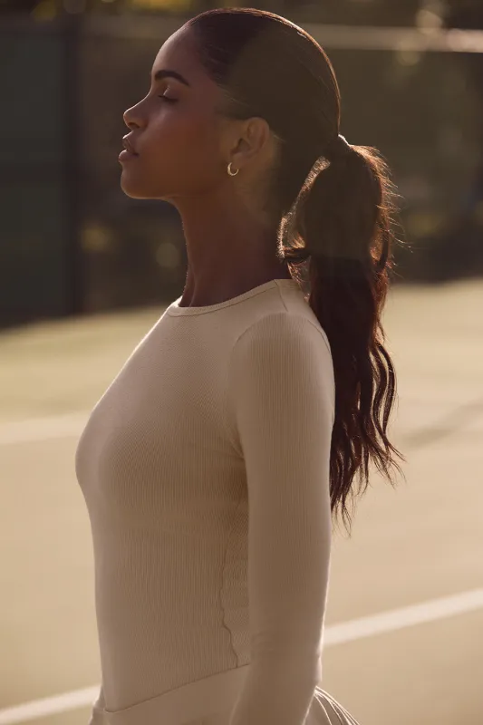 Ribbed Modal Long Sleeve - Macadamia made by Alo Yoga