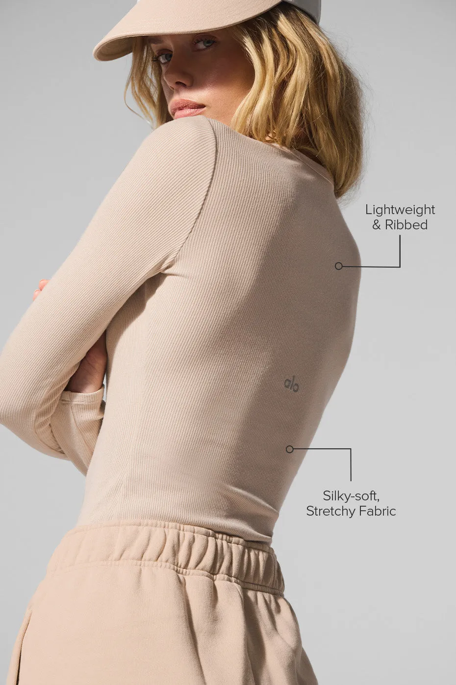 Ribbed Modal Long Sleeve - Macadamia sold by Alo Yoga product image thumbnail 2