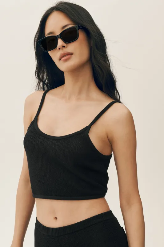 Silk Cashmere Cropped Heat Wave Tank - Black made by Alo Yoga