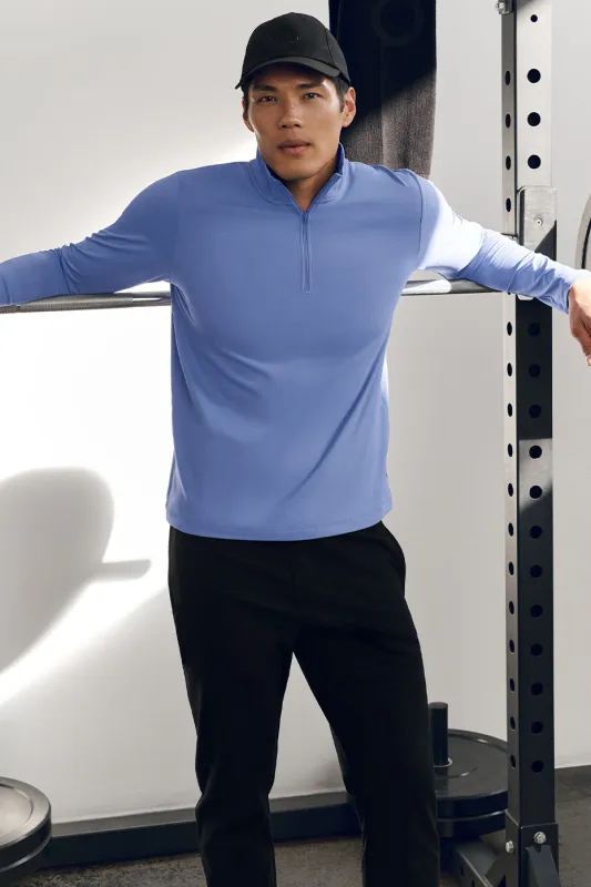 Conquer 1/4 Zip Reform Long Sleeve - Provence Blue made by Alo Yoga
