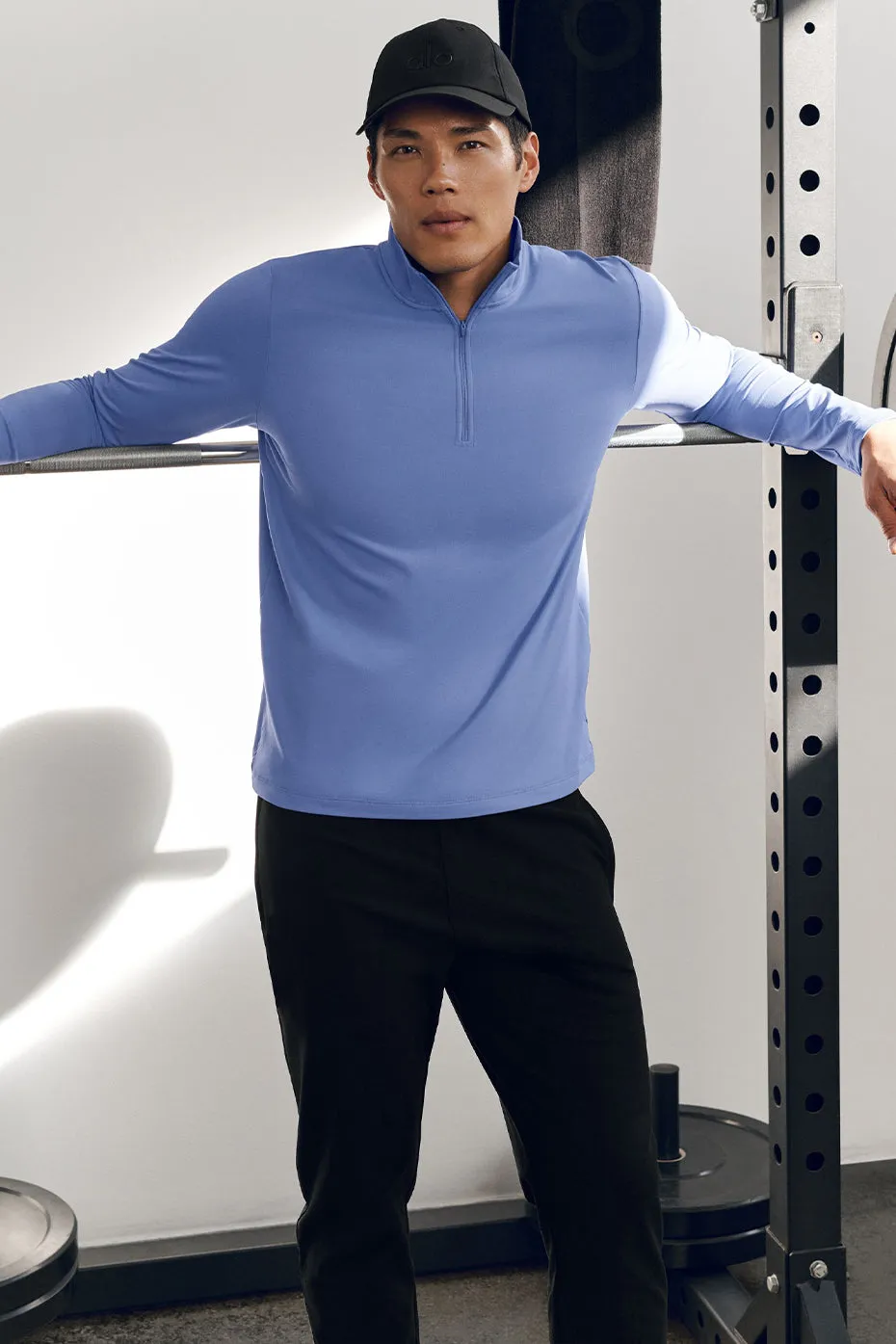 Conquer 1/4 Zip Reform Long Sleeve - Provence Blue sold by Alo Yoga