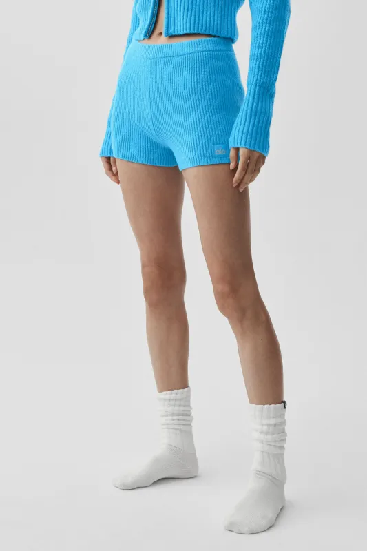 Wool Cashmere Ribbed Noble Short - Azure Blue made by Alo Yoga