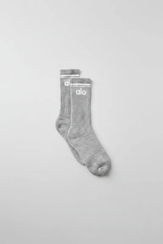 Unisex Throwback Sock - Athletic Heather Grey/White made by Alo Yoga