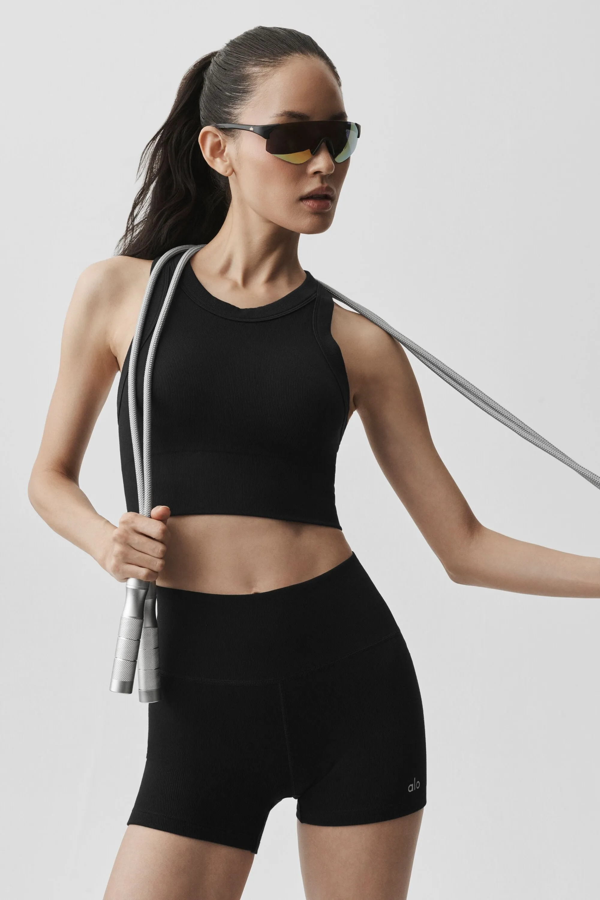 Seamless Modal Ribbed High Neck Delight Bra - Black sold by Alo Yoga product image thumbnail 4
