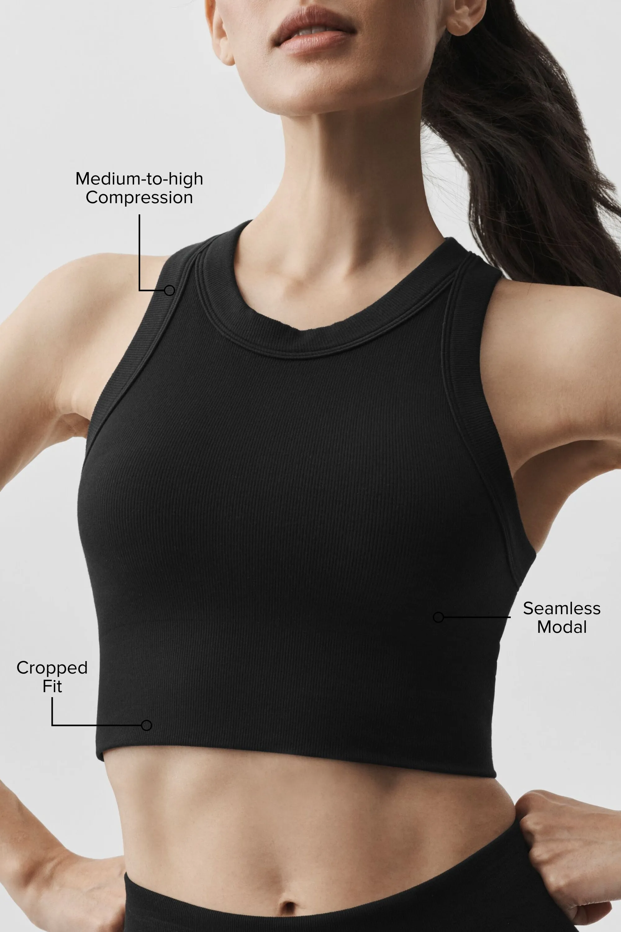 Seamless Modal Ribbed High Neck Delight Bra - Black sold by Alo Yoga product image thumbnail 2
