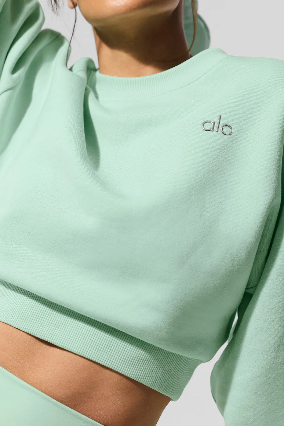 Cropped Accolade Crewneck - Spearmint sold by Alo Yoga product image thumbnail 3