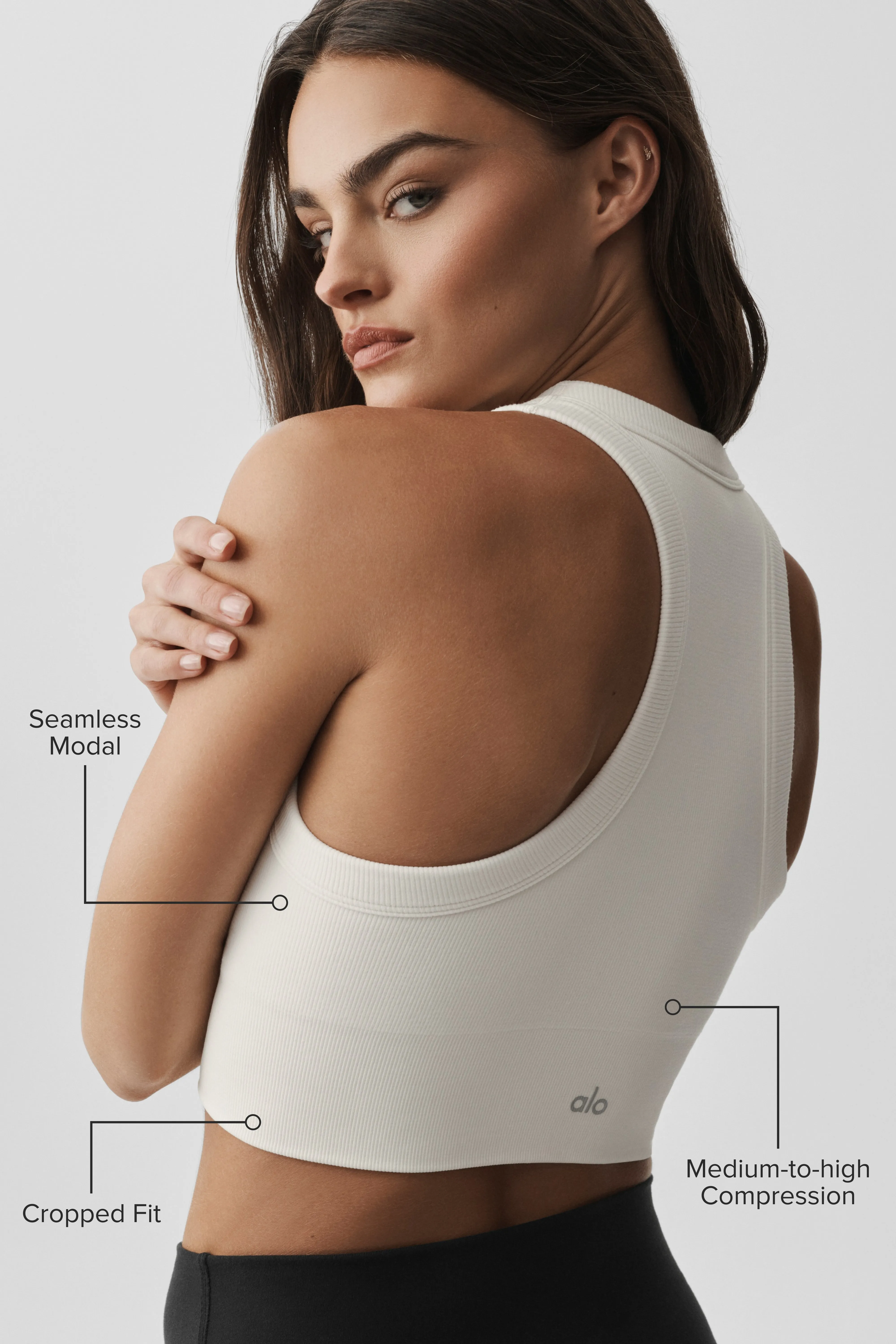 Seamless Modal Ribbed High Neck Delight Bra - Ivory sold by Alo Yoga product image thumbnail 2
