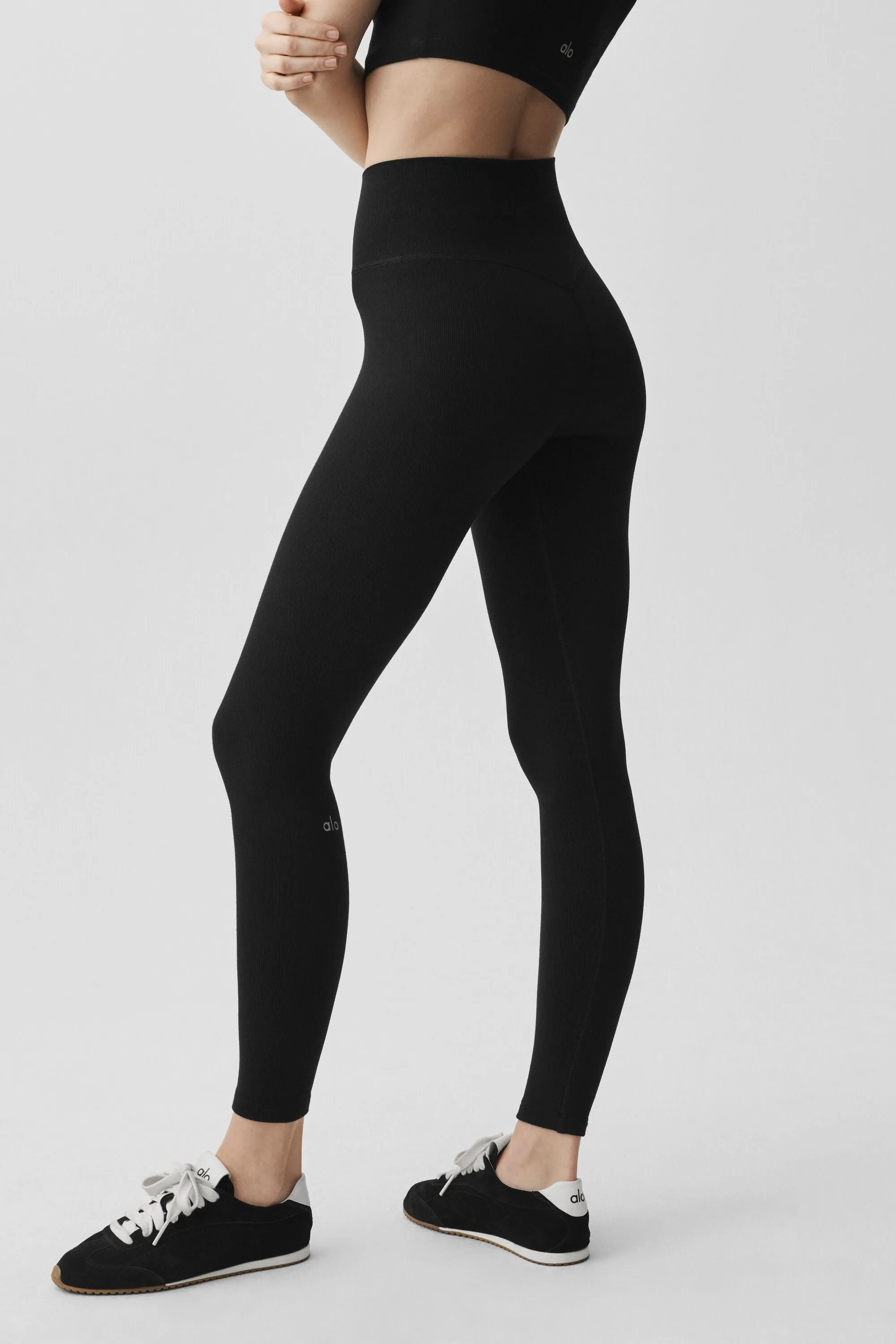 Seamless Modal Ribbed High-Waist 7/8 Legging - Black sold by Alo Yoga product image thumbnail 3
