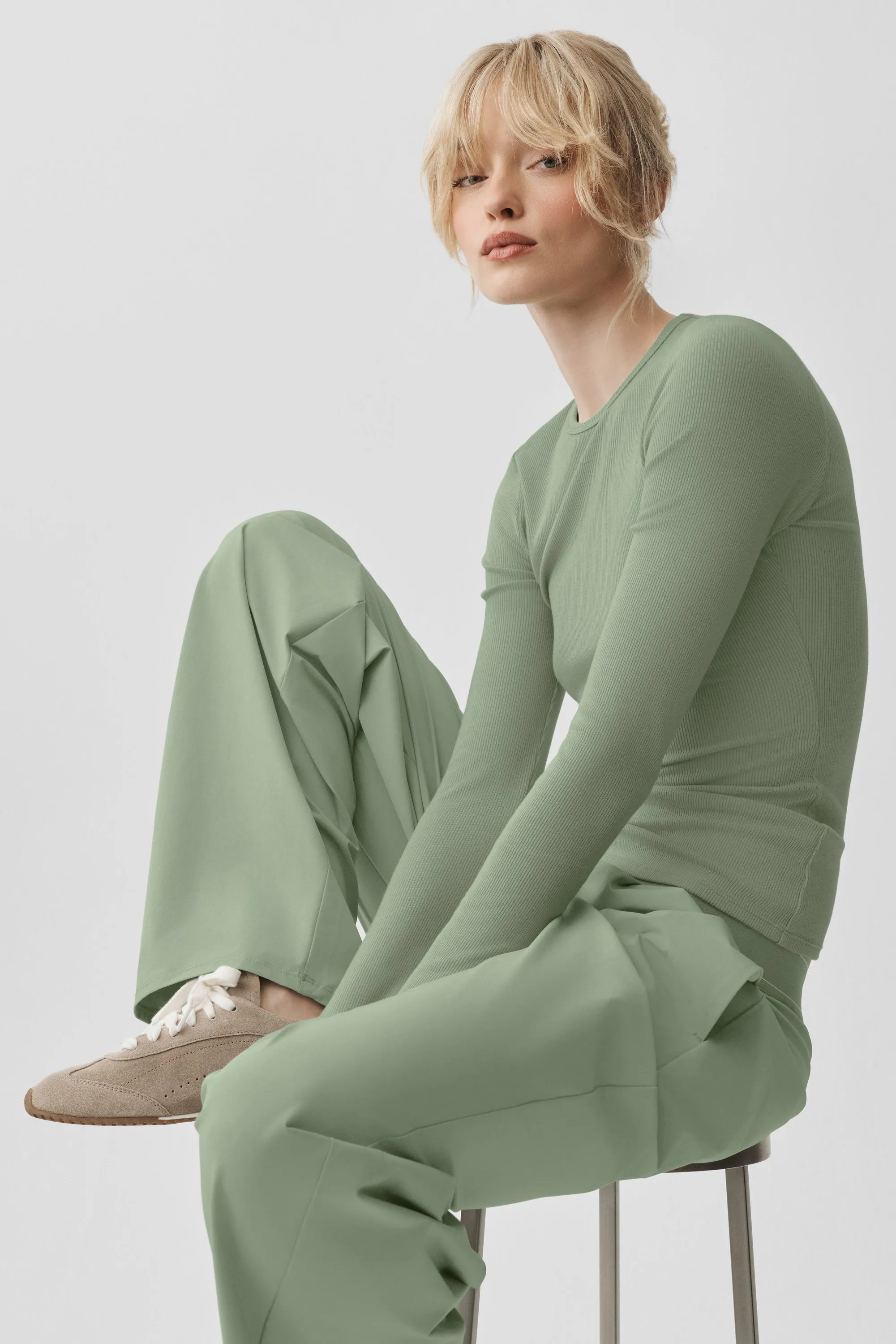 Ribbed Modal Long Sleeve - Dune Grass sold by Alo Yoga product image thumbnail 3