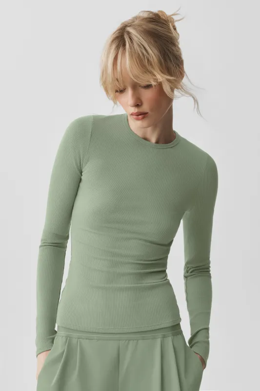 Ribbed Modal Long Sleeve - Dune Grass made by Alo Yoga