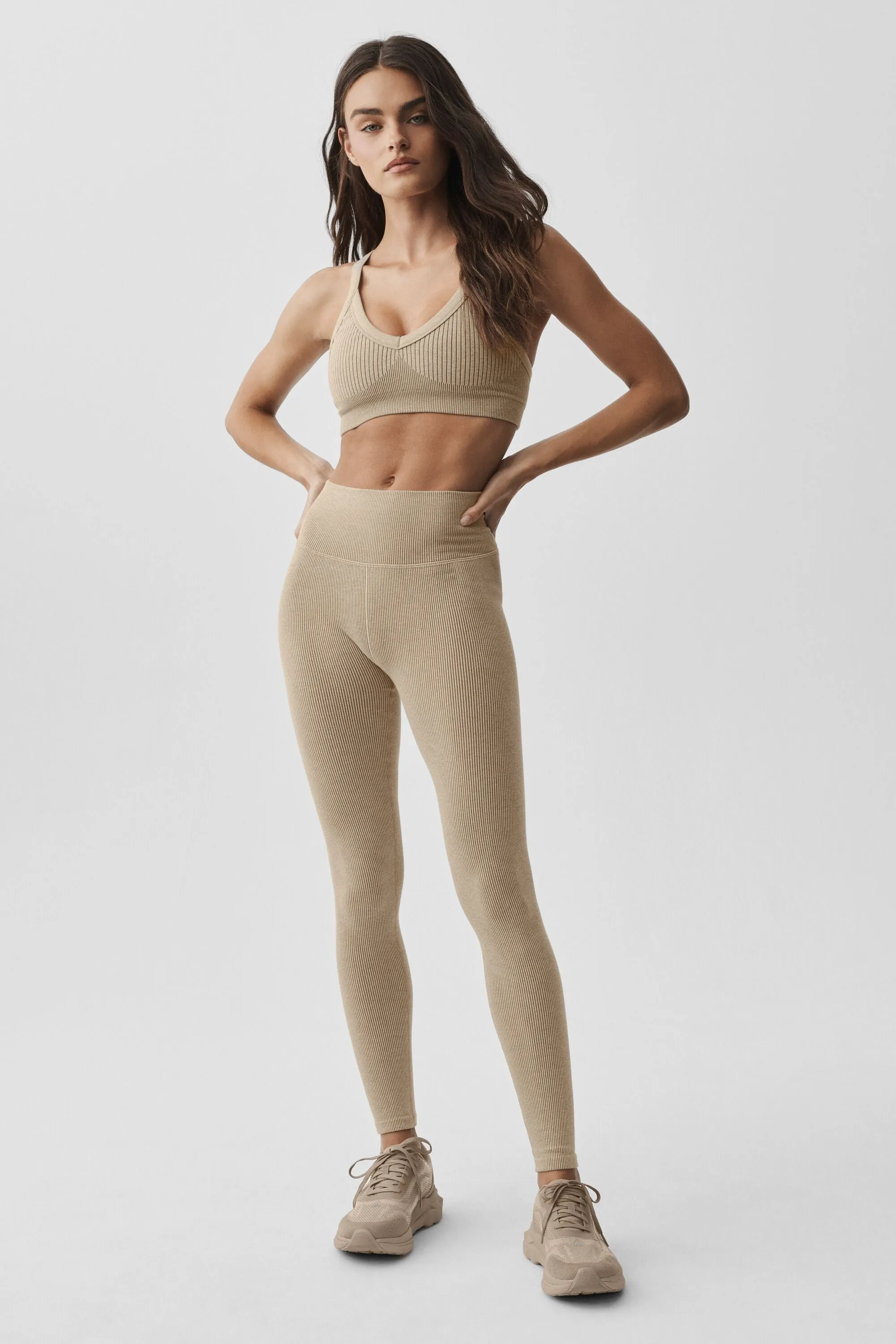 Seamless Two Tone Rib Bra - Gravel Heather sold by Alo Yoga product image thumbnail 4