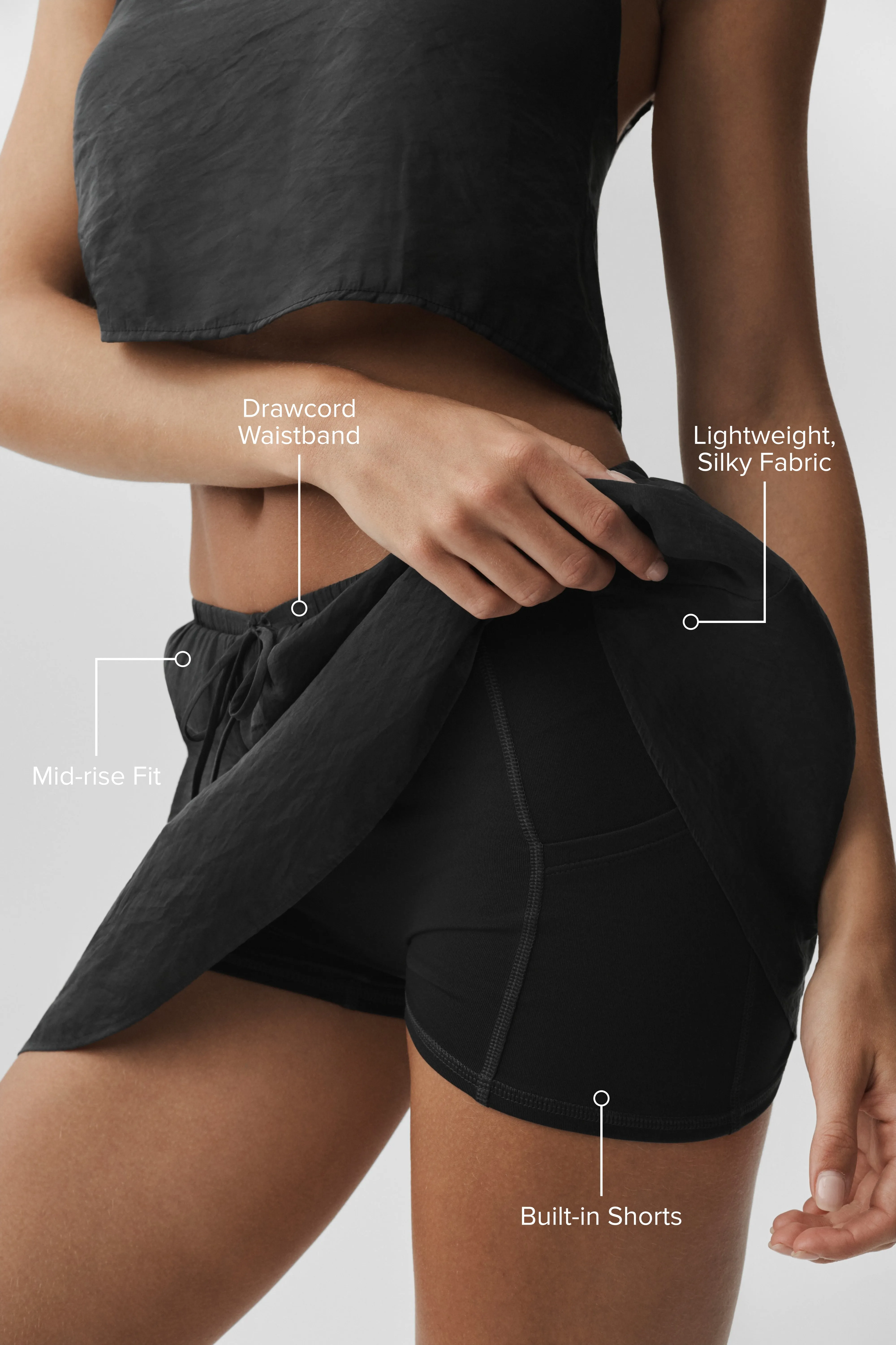 Semi-Sheer Golden Hour Tennis Skirt - Black sold by Alo Yoga product image thumbnail 2