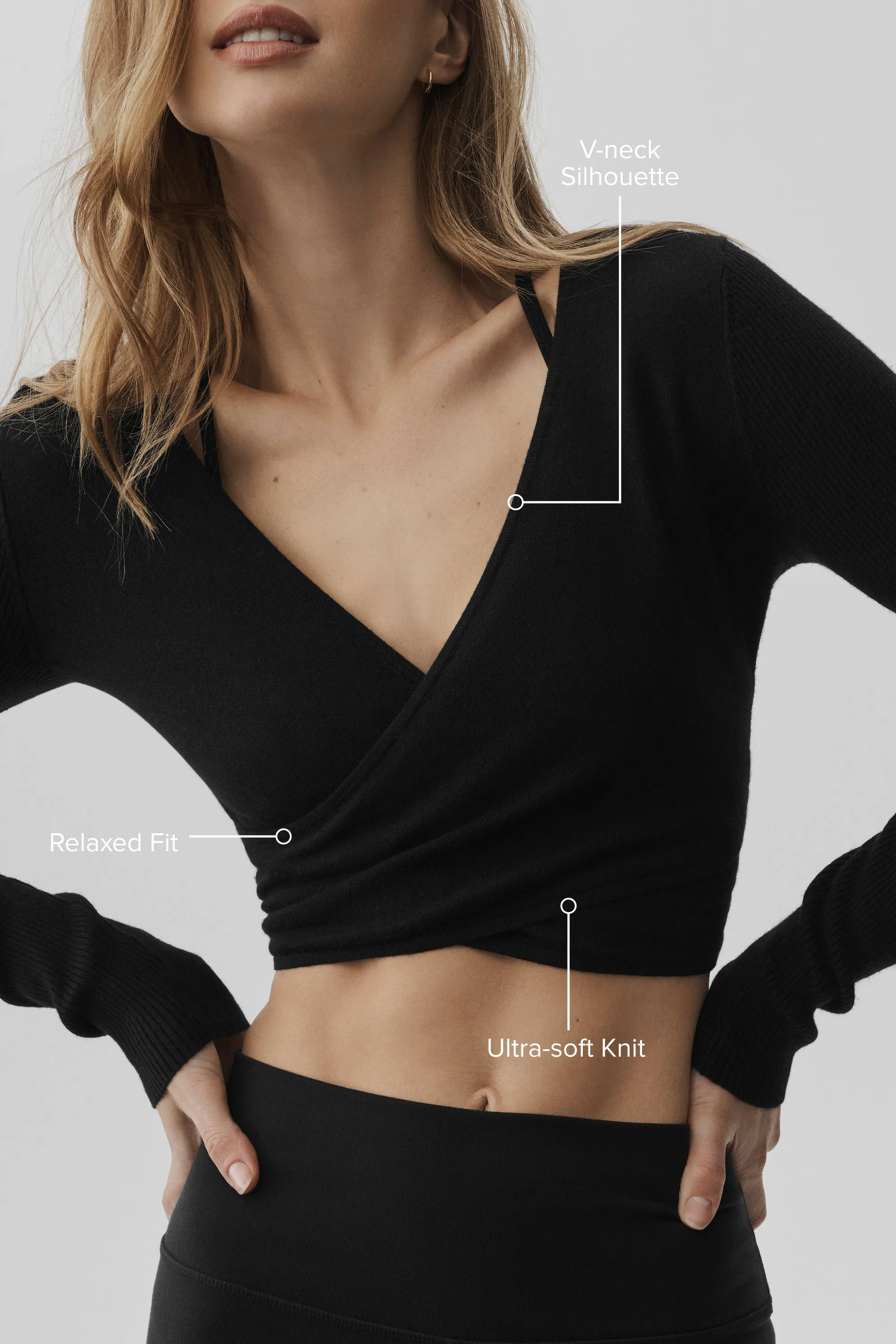 Sweater Knit Crossover Long Sleeve - Black sold by Alo Yoga product image thumbnail 2