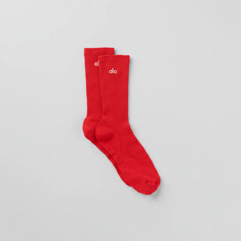 Unisex Half-Crew Understated Sock - Bright Red made by Alo Yoga