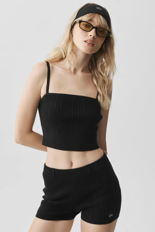Mini Cable Sweater Tank - Black made by Alo Yoga