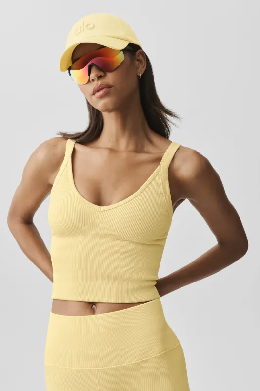 Seamless Ribbed V-Neck Favorite Bra Tank - Warm Butter made by Alo Yoga