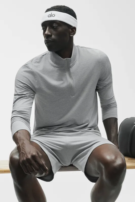 Conquer 1/4 Zip Reform Long Sleeve - Vintage Athletic Heather made by Alo Yoga