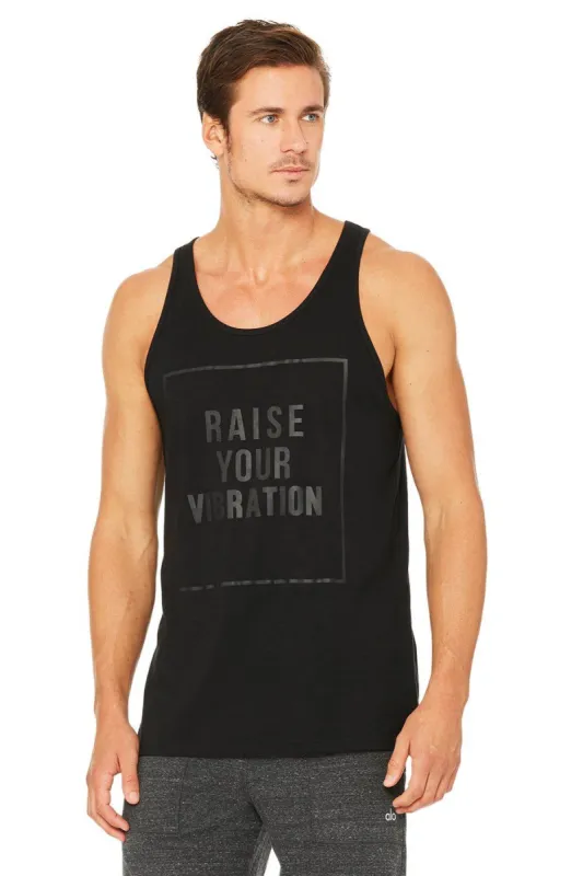 Practice Tank - Graphic - Black/Raise Vibration/Black Matte sold by Alo Yoga