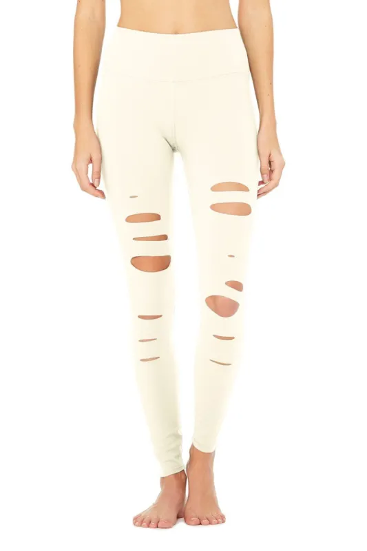 High-Waist Ripped Warrior Legging - Pristine sold by Alo Yoga