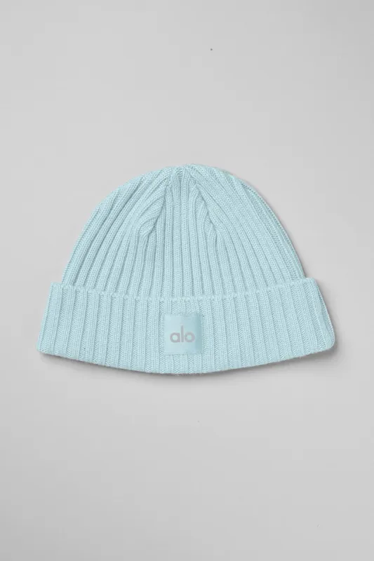 Cashmere Blend Rib Beanie - Chalk Blue sold by Alo Yoga