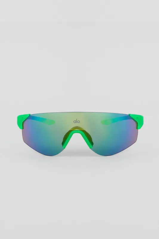 Speed Sunglasses - Green Glow  Mirror/Green Glow sold by Alo Yoga
