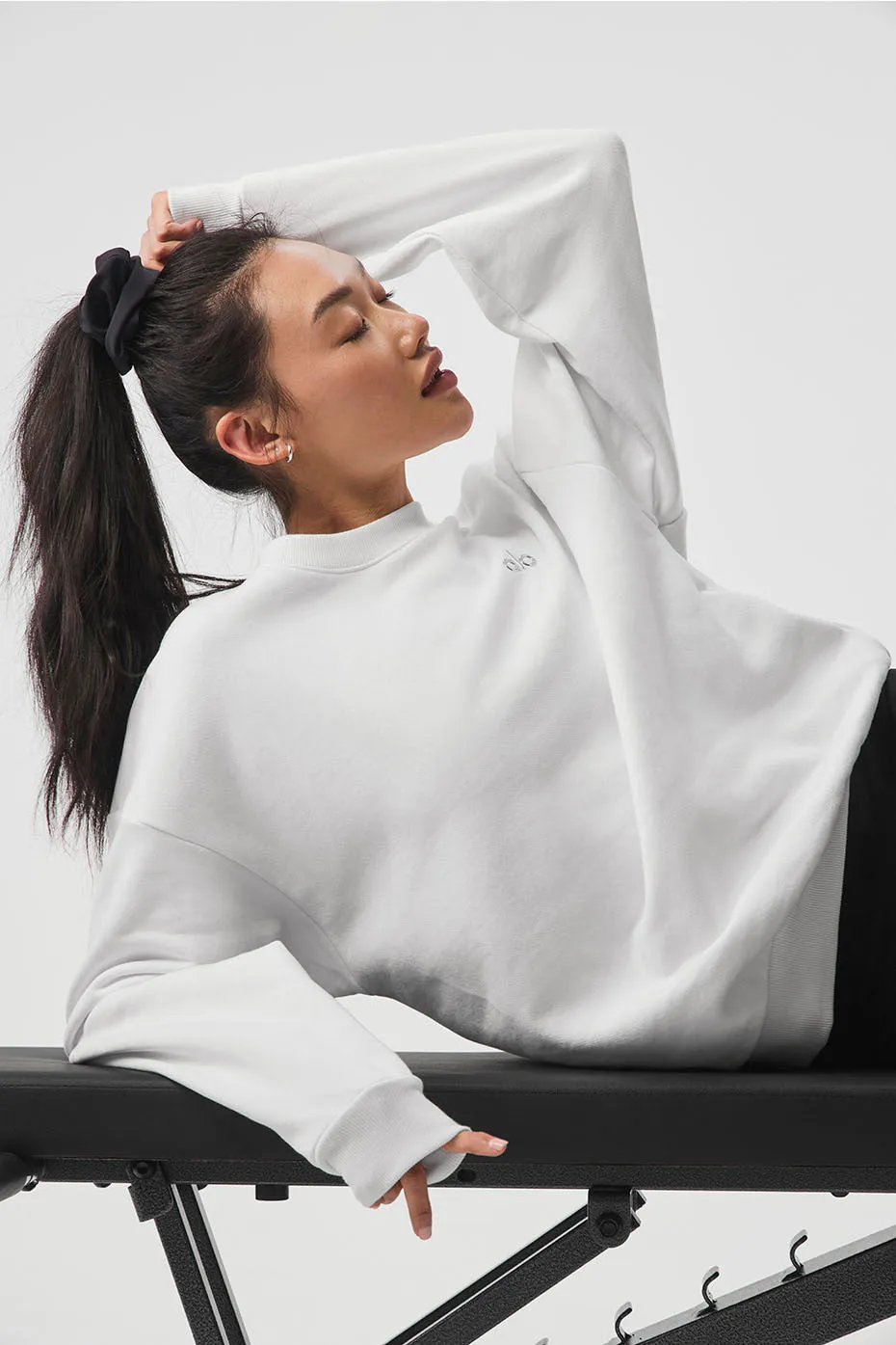 Accolade Crew Neck Pullover - White sold by Alo Yoga